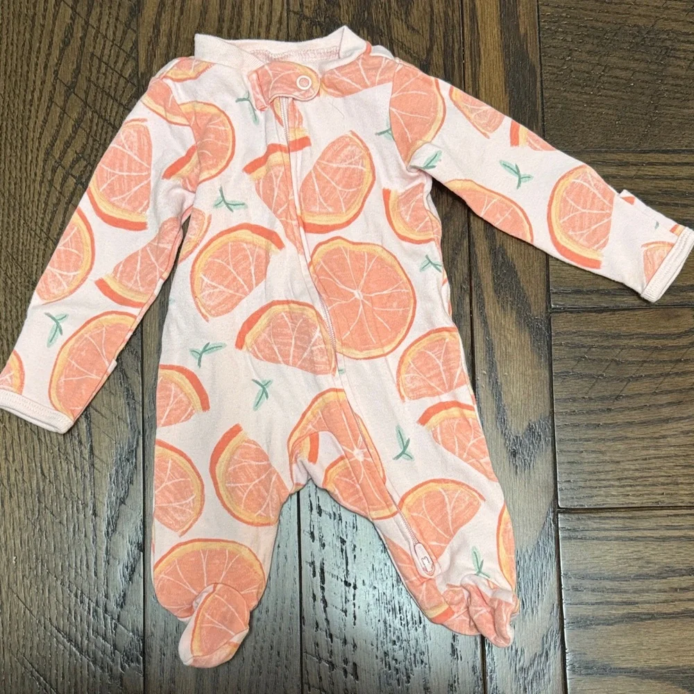 Carter's Baby Footie Sleepers - Mint Green, Peach, White with Prints - Picture 7 of 10